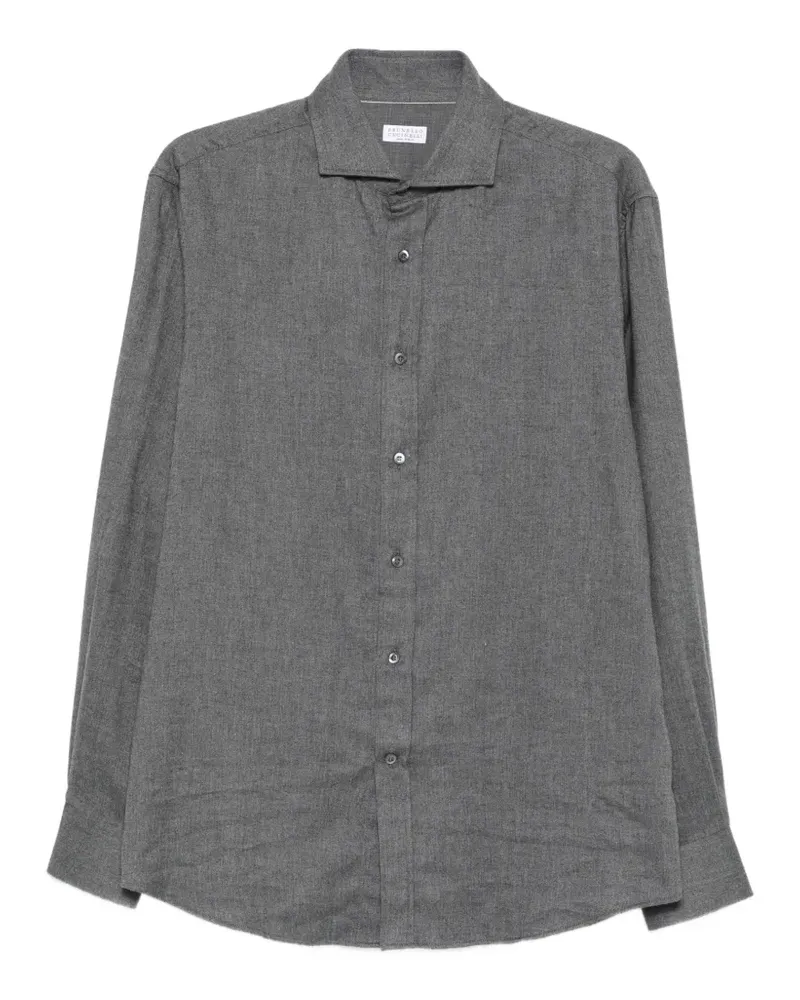 Brunello Cucinelli herringbone-weave long-sleeve shirt - Grau Grau