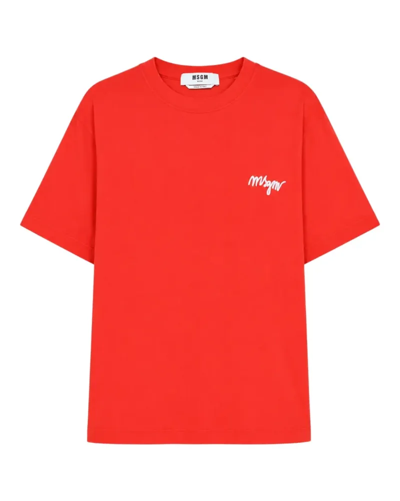 MSGM logo-embroidered T-shirt - Rot Rot