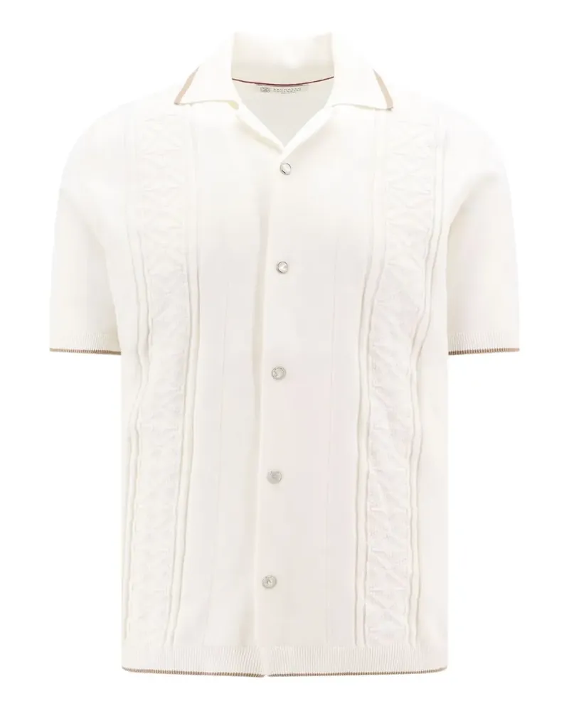 Brunello Cucinelli cable-knit short-sleeve shirt - Nude Nude
