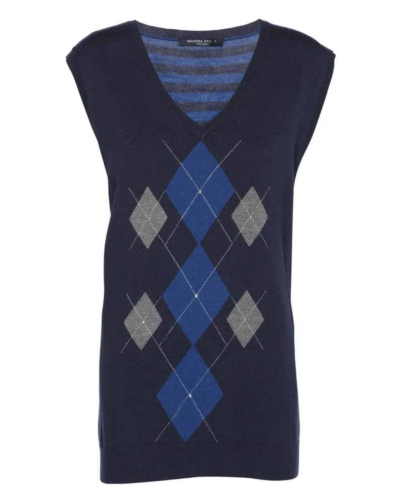 Marina Rinaldi Gestreiftes Strickoberteil mit Argyle-Muster - Blau Blau