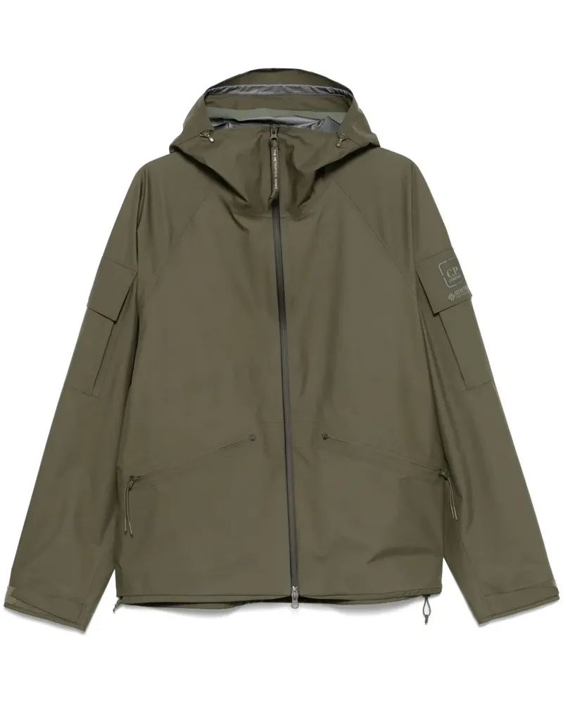 C.P. Company Kapuzenjacke mit Logo-Patch - Grün Grün