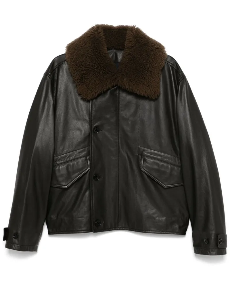 Christophe Lemaire Gefütterte Lederjacke - Braun Braun