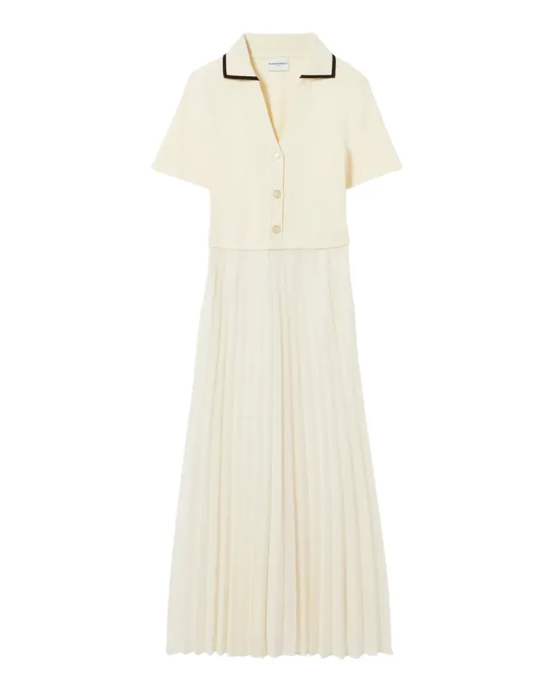 Claudie Pierlot pleated ribbed-knit midi dress - Nude Nude