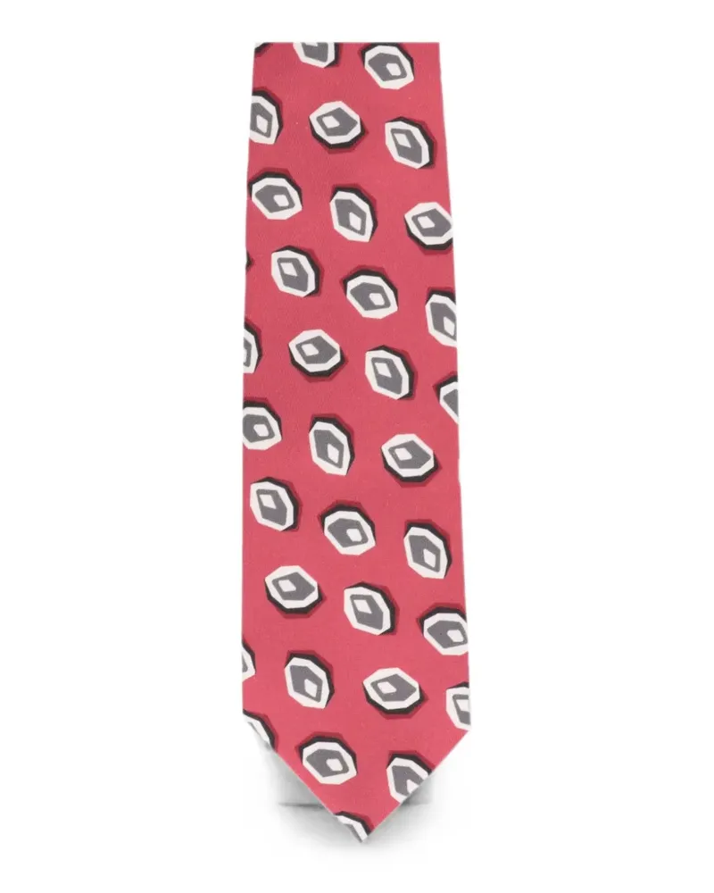 Isaia 7 Fold geometric-print tie - Rot Rot