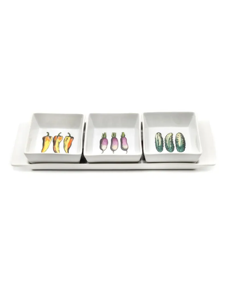 Fornasetti Mano e Verdura appetiser set - Weiß Weiß