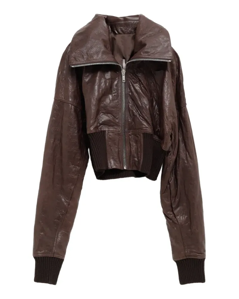 Rick Owens cropped leather jacket - Braun Braun
