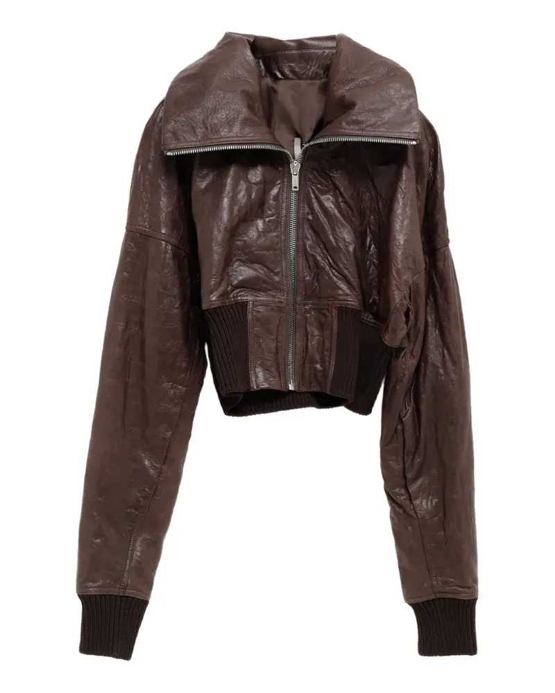 Rick Owens cropped leather jacket - Braun Braun
