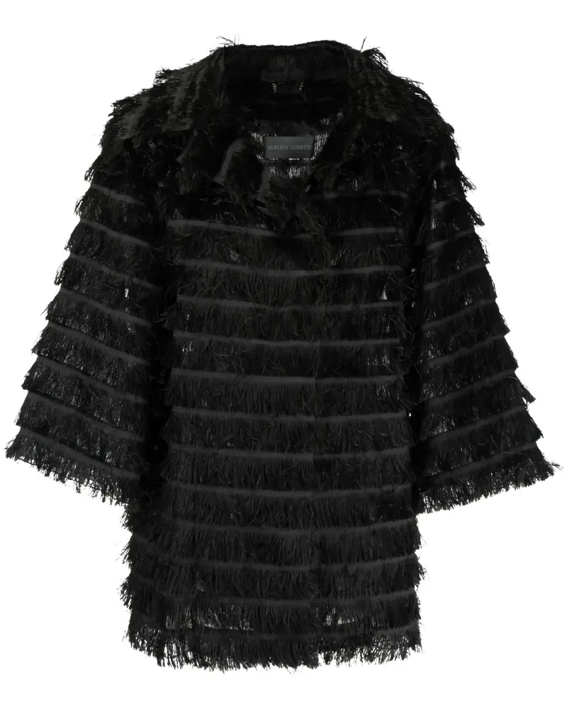 Alberta Ferretti Hemdjacke mit Fransen - Schwarz Schwarz
