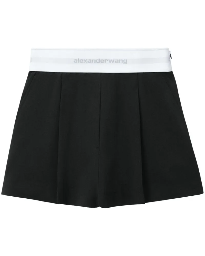 Alexander Wang Bundfaltenshorts mit Logo-Bund Schwarz