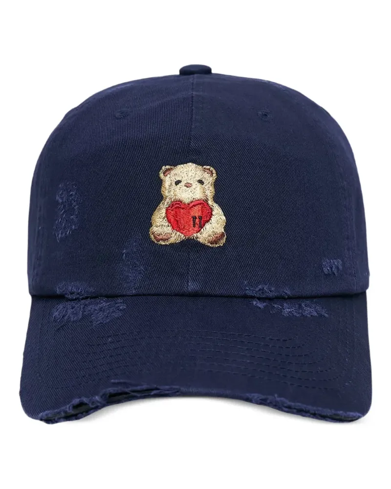 WE 11 DONE Heart Teddy distressed baseball cap - Blau Blau