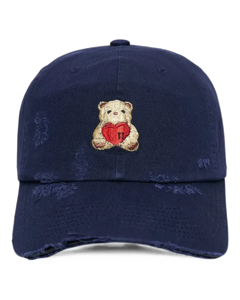WE 11 DONE Heart Teddy distressed baseball cap - Blau Blau