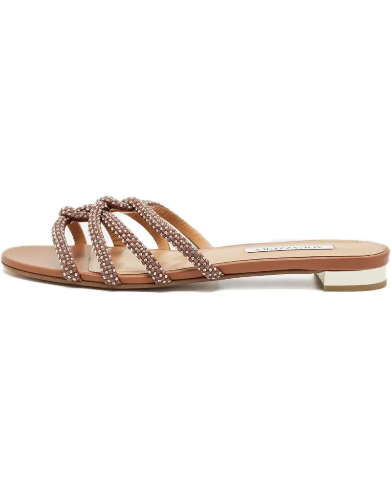 Aquazzura crystal-embellished leather sandals - Braun Braun