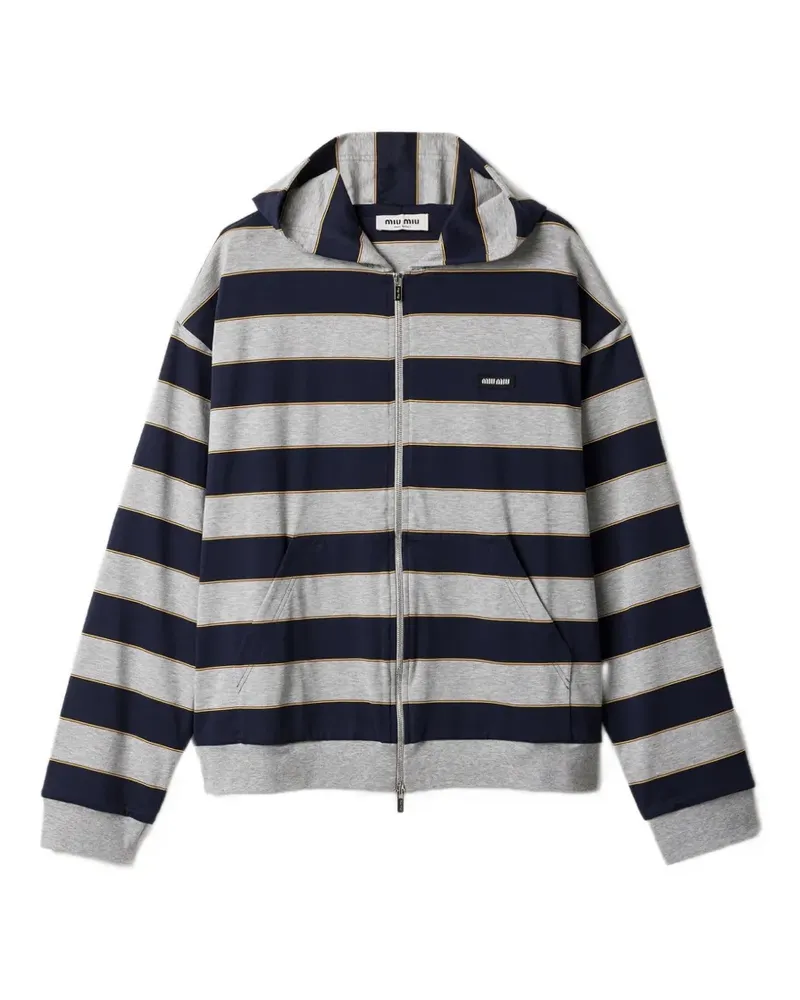 Miu Miu Gestreifter Hoodie - Blau Blau