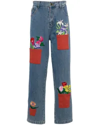 KidSuper Gerade Flower Pots Jeans Blau