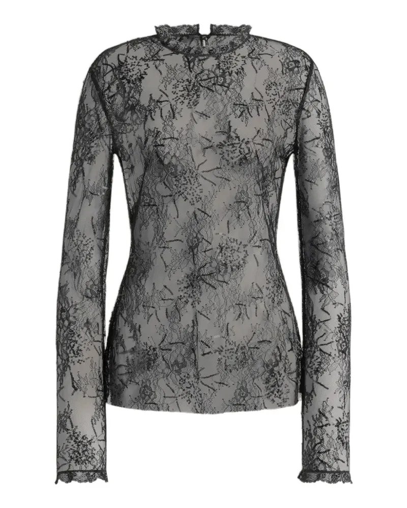 Alberta Ferretti Langärmlige Bluse aus Spitze - Schwarz Schwarz