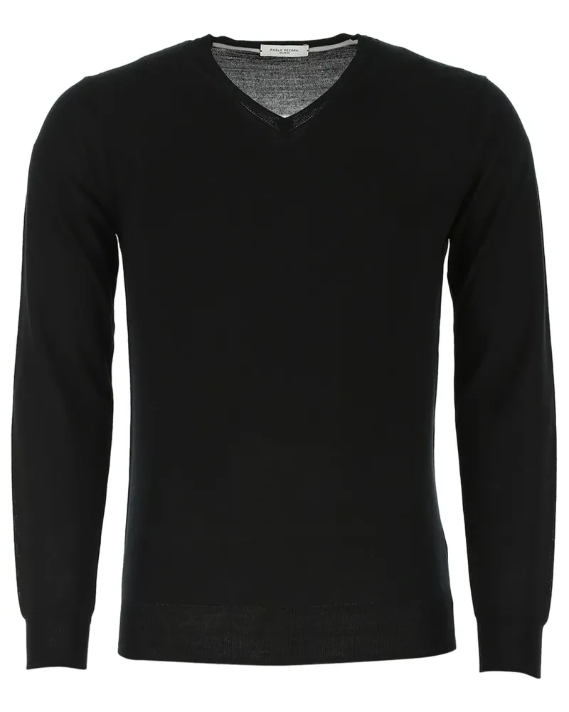 Paolo Pecora Milano Pullover mit V-Ausschnitt - Schwarz Schwarz