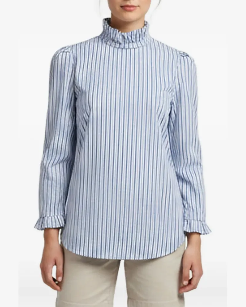 Sandro striped ruffle-trim blouse - Weiß Weiß