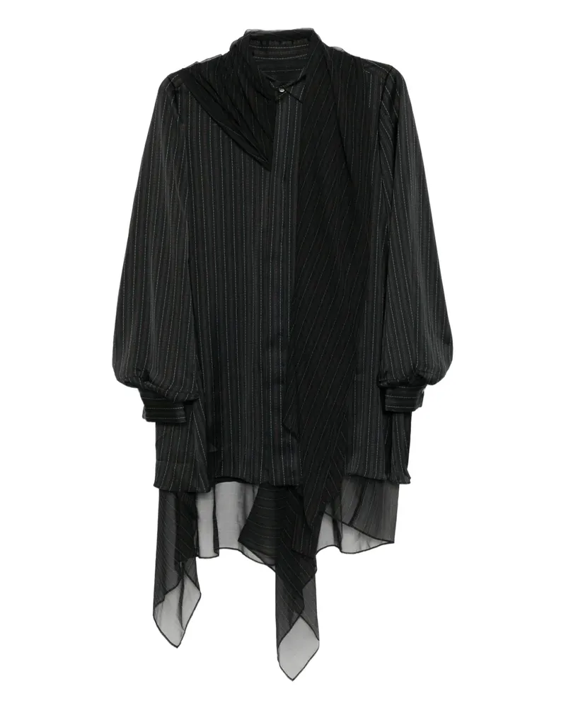 Sacai Gestreiftes Kleid - Schwarz Schwarz