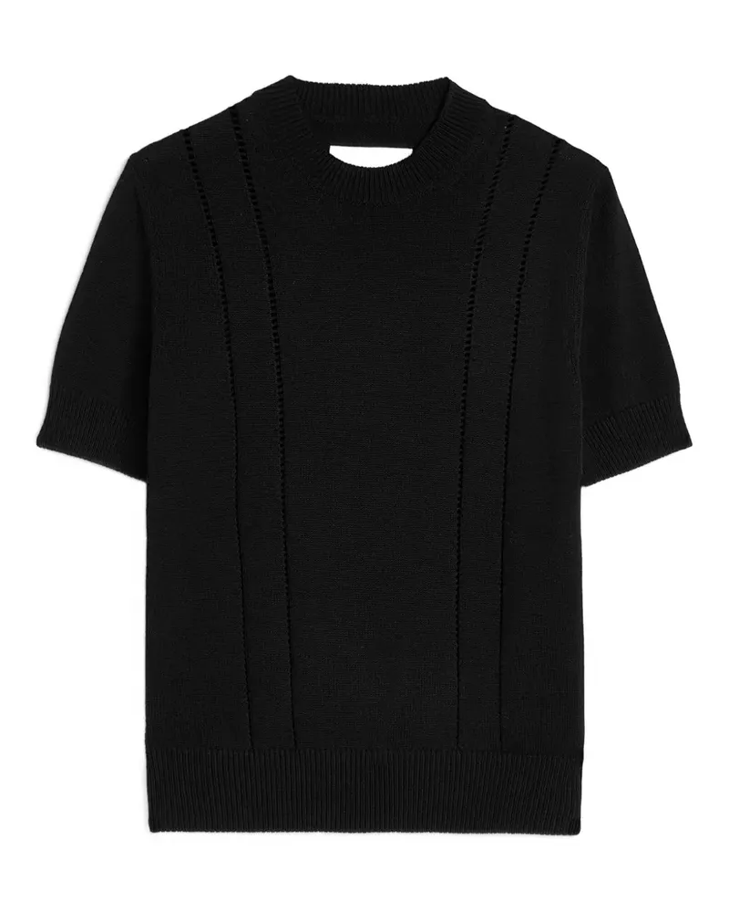 Jil Sander T-Shirt aus Pointelle-Strick - Schwarz Schwarz