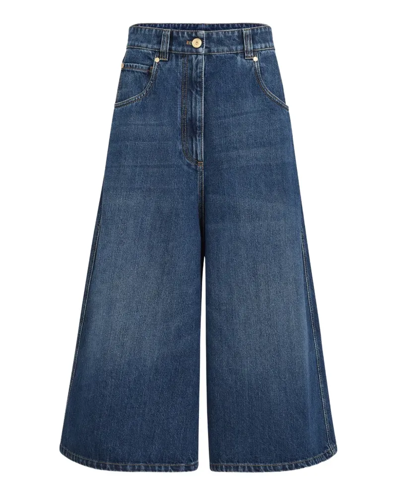 Brunello Cucinelli cropped denim trousers with monili - Blau Blau