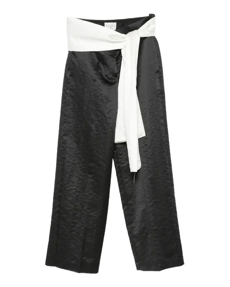 forte_forte Weite Hose aus Satin - Schwarz Schwarz