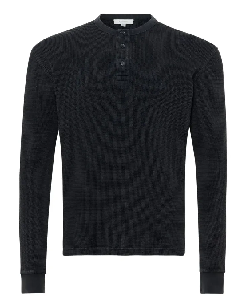 J.W.Anderson Henley-T-Shirt aus Waffelstrick - Schwarz Schwarz