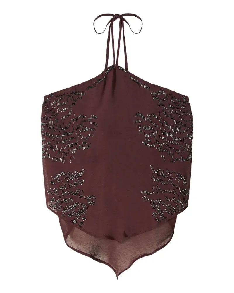 Patrizia Pepe embroidered halterneck top - Rot Rot