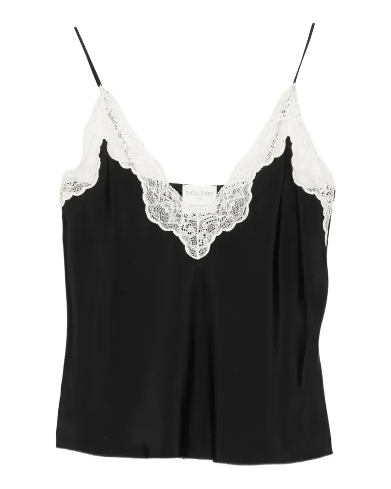 forte_forte lace-trim top - Schwarz Schwarz