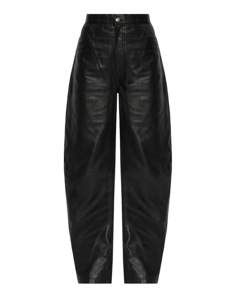 ROTATE Birger Christensen leather cargo pants black - Schwarz Schwarz