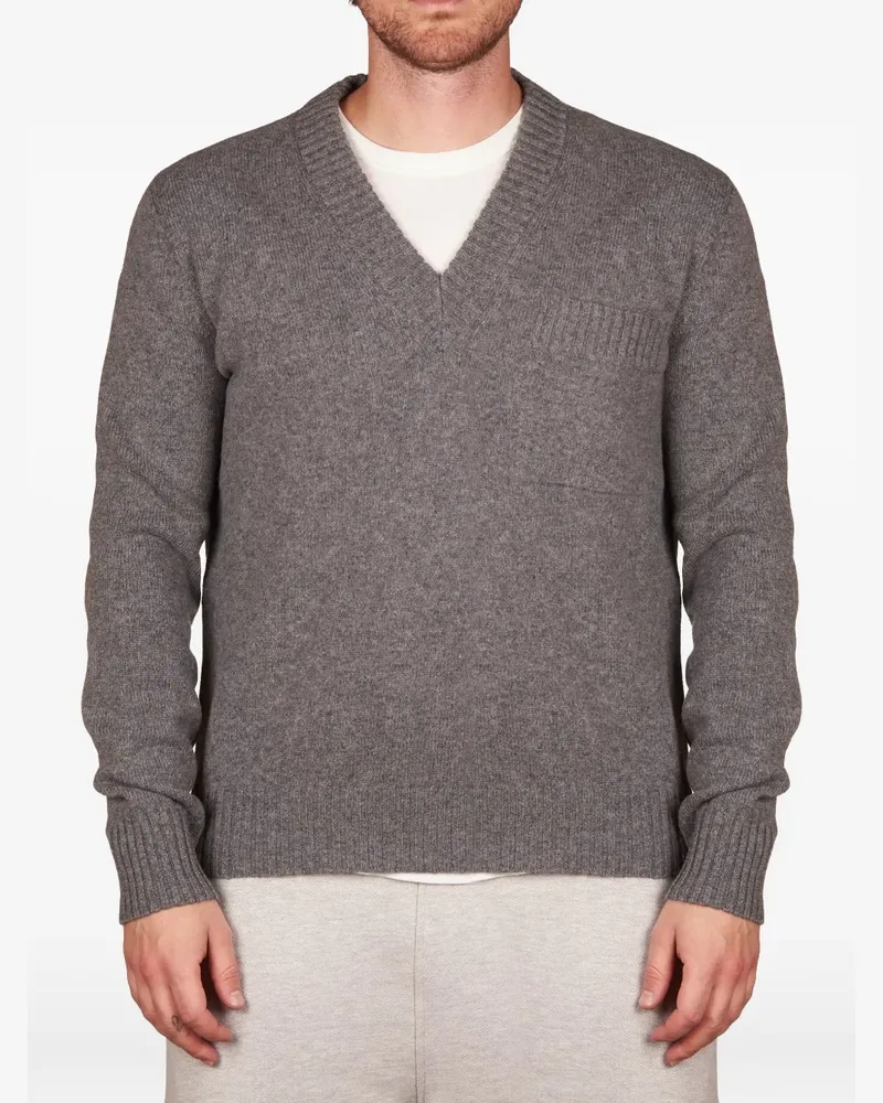 Alpha Studio V-neck long-sleeve sweater - Grau Grau