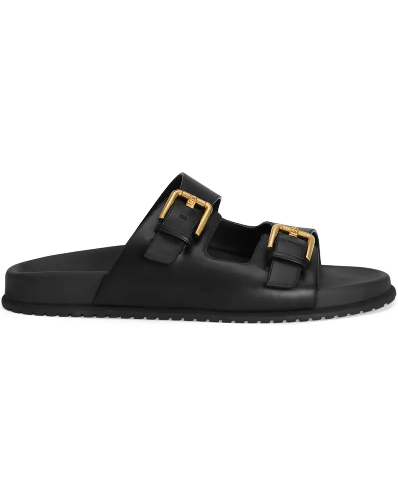 Dolce & Gabbana Pantoletten aus Leder - Schwarz Schwarz