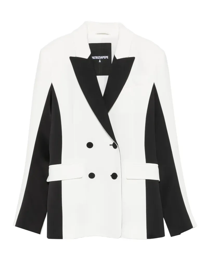 Patrizia Pepe Doppelreihiger Blazer in Colour-Block-Optik - Weiß Weiß