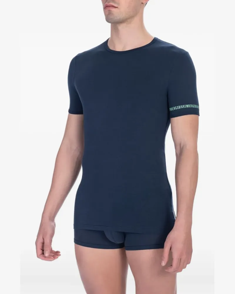Bikkembergs Schmales T-Shirt mit Logo-Print - Blau Blau