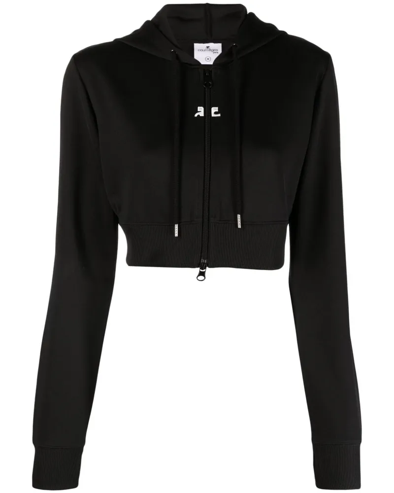 Courrèges Cropped-Hoodie mit Logo - Schwarz Schwarz