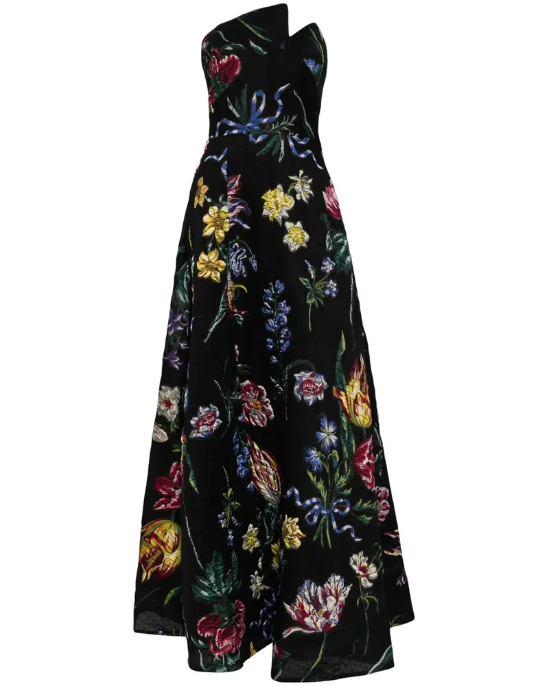 Marchesa Alexander Kleid mit Blumenmuster - Schwarz Schwarz