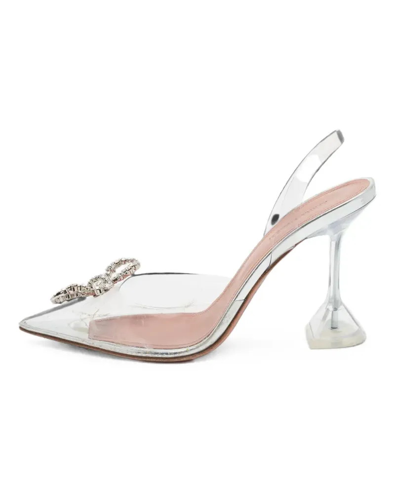 Amina Muaddi Slingback-Pumps mit Kristallen 95mm - Weiß Weiß