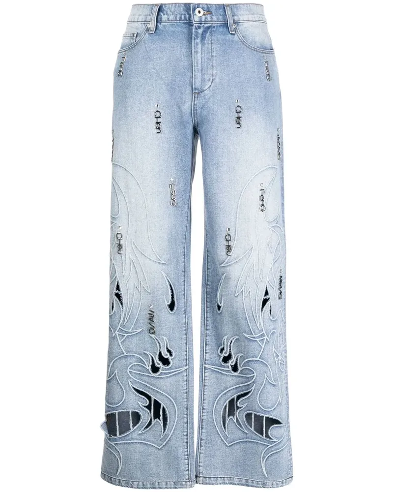 Feng Chen Wang Phoenix Jeans mit Cut-Outs - Blau Blau