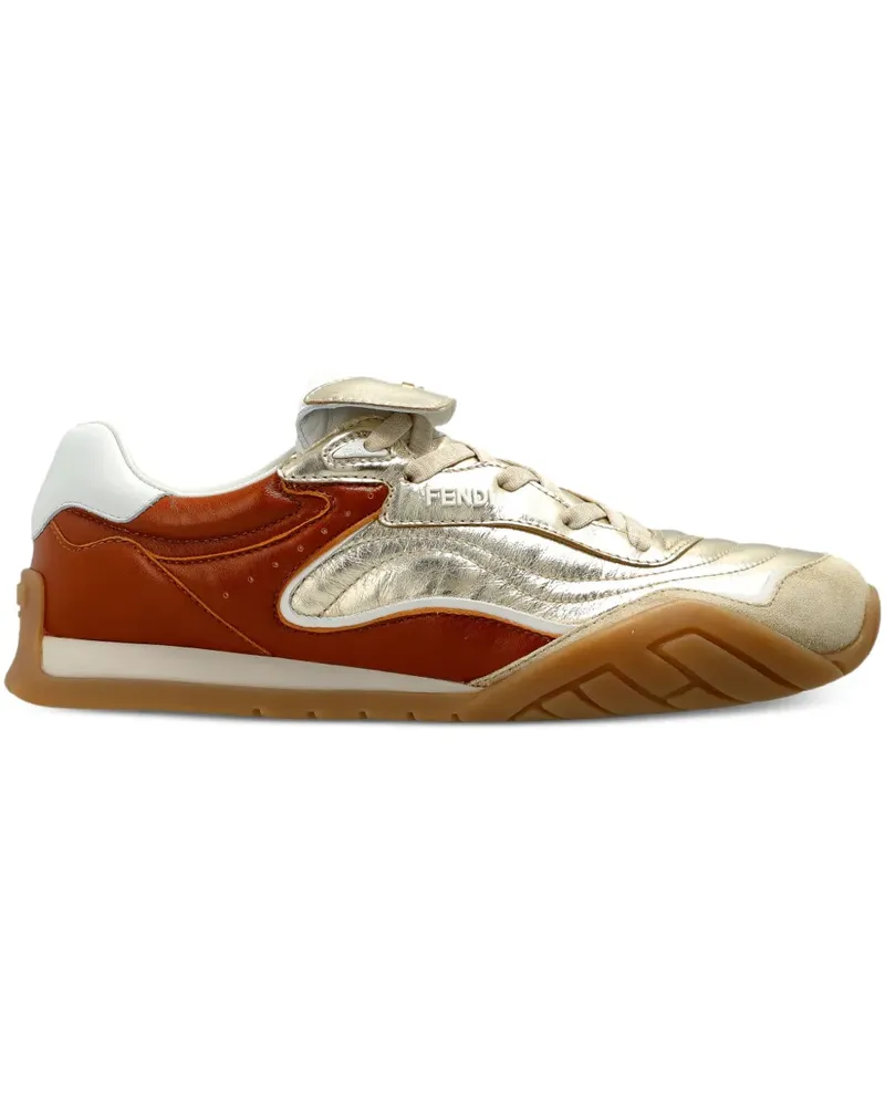 Fendi Sneakers mit Logo-Schild - Gold Gold