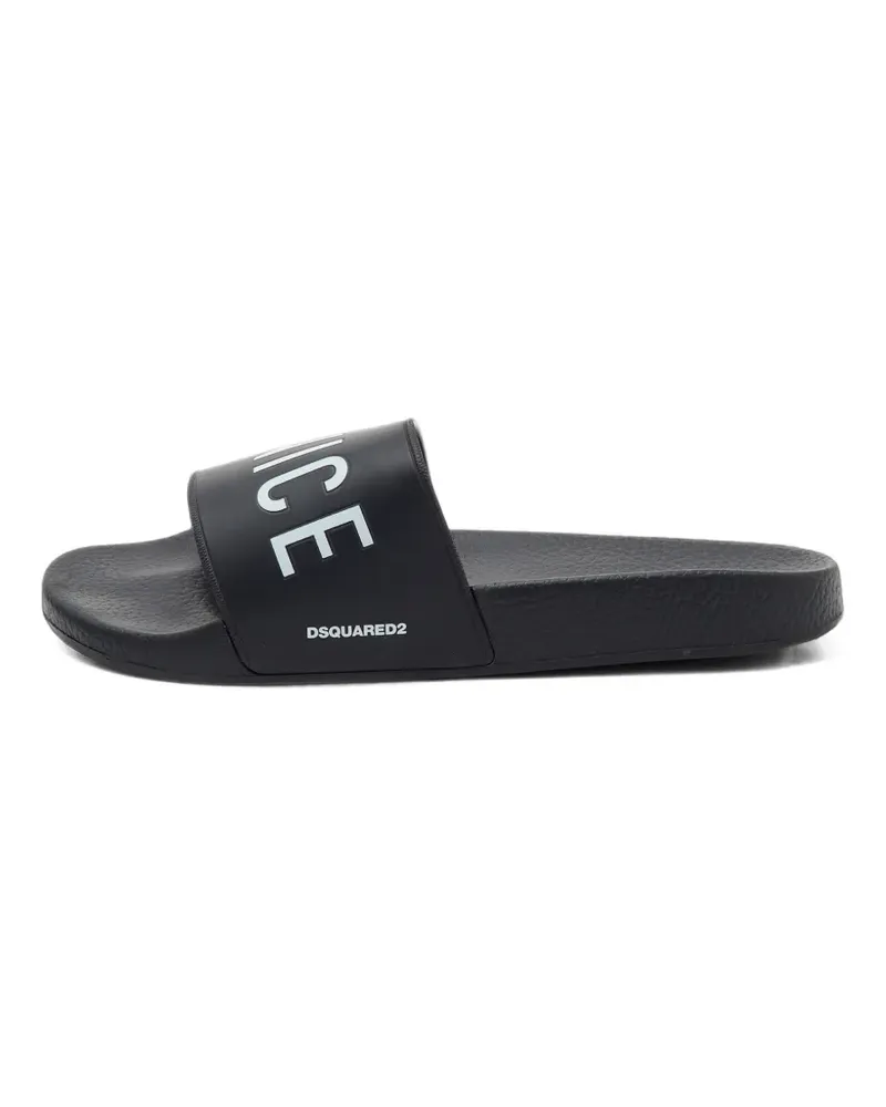 Dsquared2 Pantoletten mit Logo-Print - Schwarz Schwarz