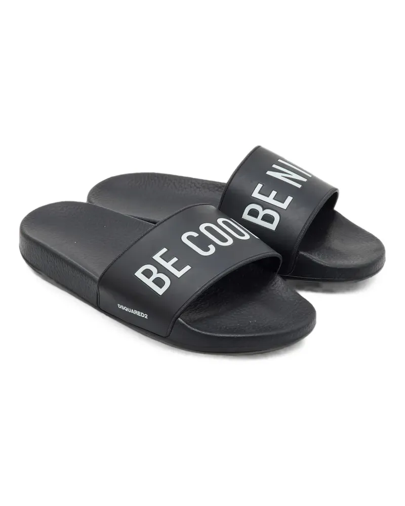 Dsquared2 Pantoletten mit Logo-Print - Schwarz Schwarz