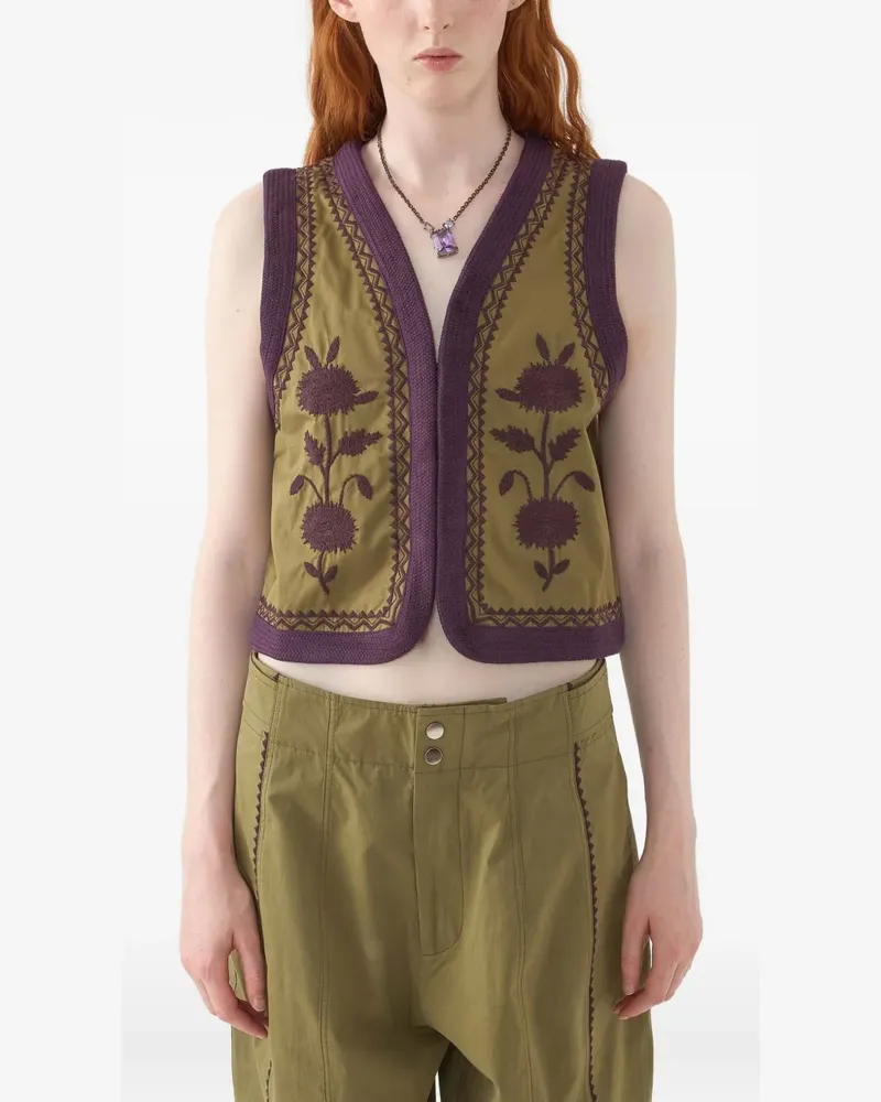 Antik Batik floral-embroidered vest - Grün Grün