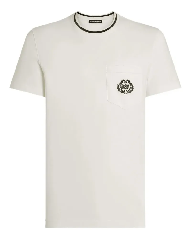Dolce & Gabbana T-Shirt mit Logo-Stickerei - Weiß Weiß