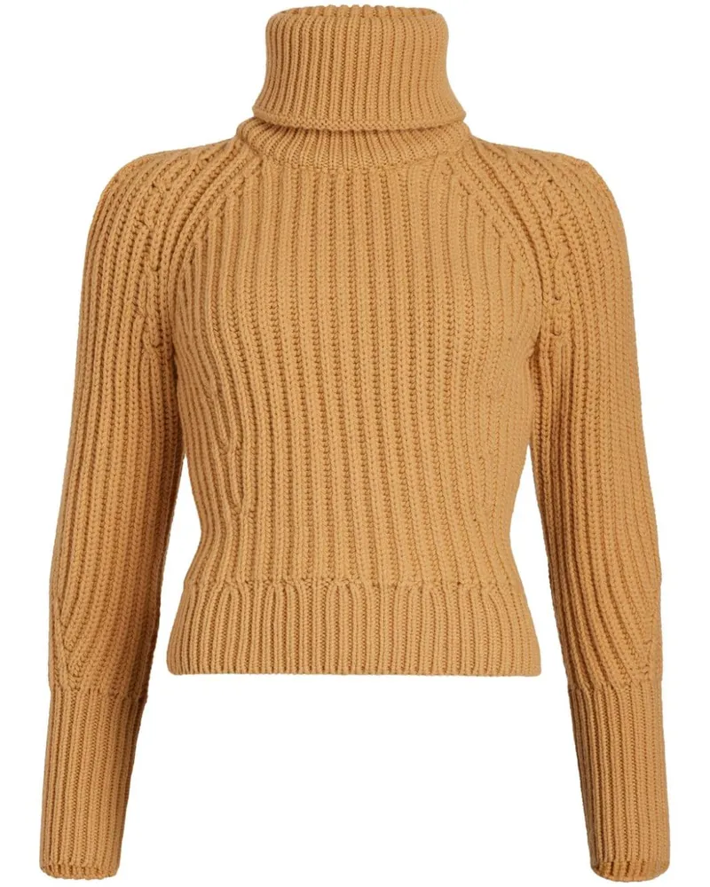 Patou Gerippter Rollkragenpullover Nude