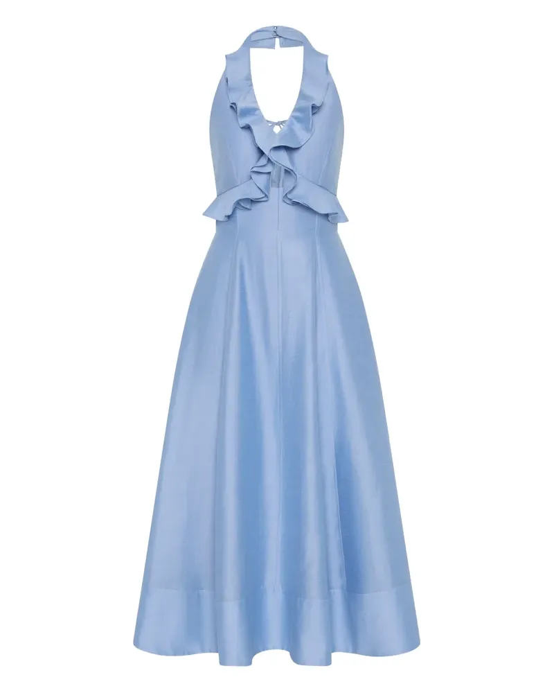 Rebecca Vallance Gerüschtes Zobelfell-Midikleid - Blau Blau