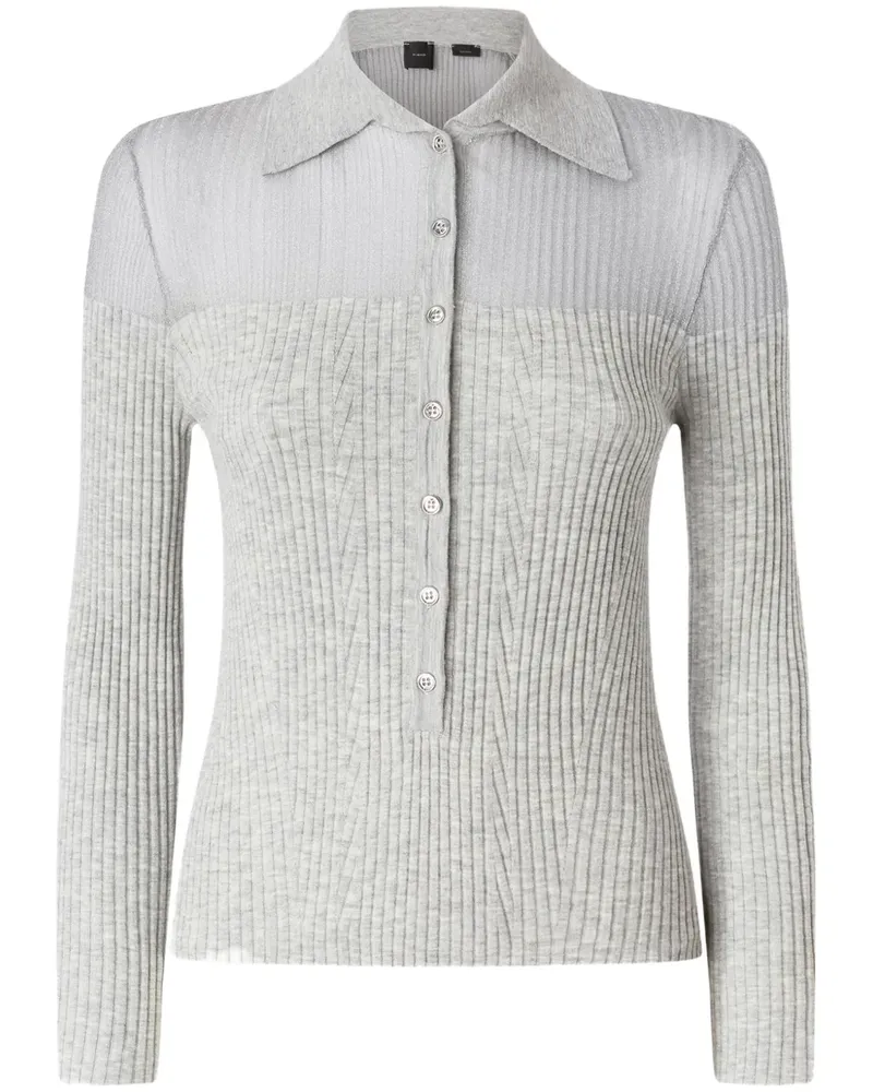 Pinko Geripptes Poloshirt - Grau Grau