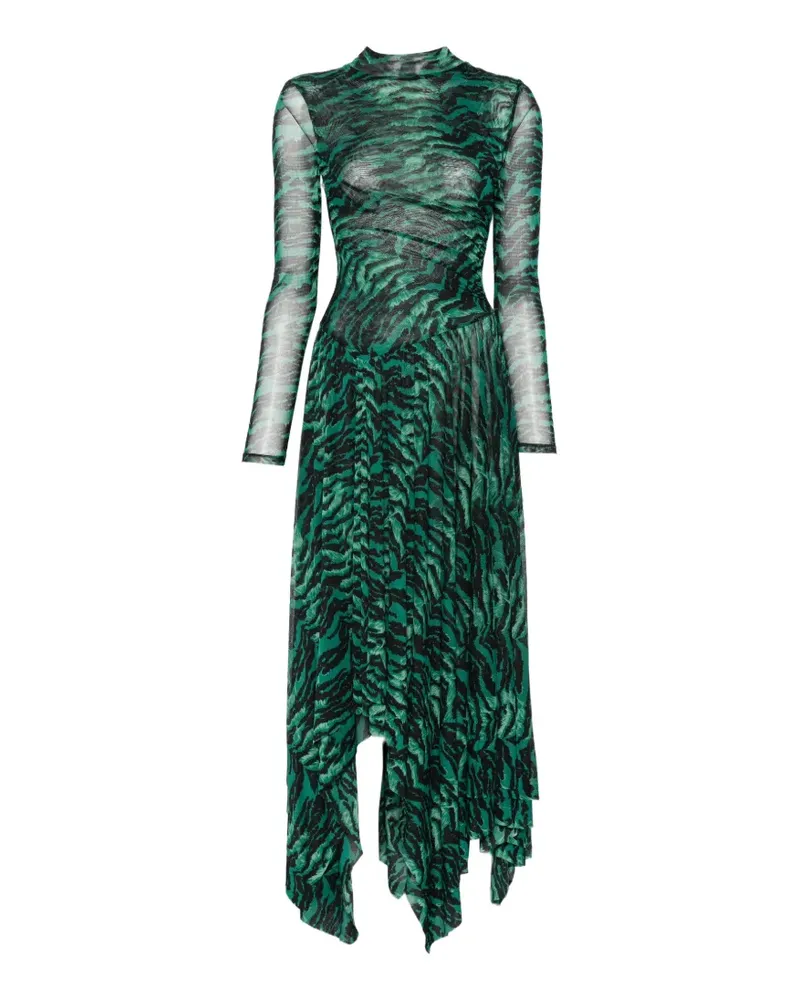 Diane von Furstenberg tiger-print asymmetric dress - Grün Grün