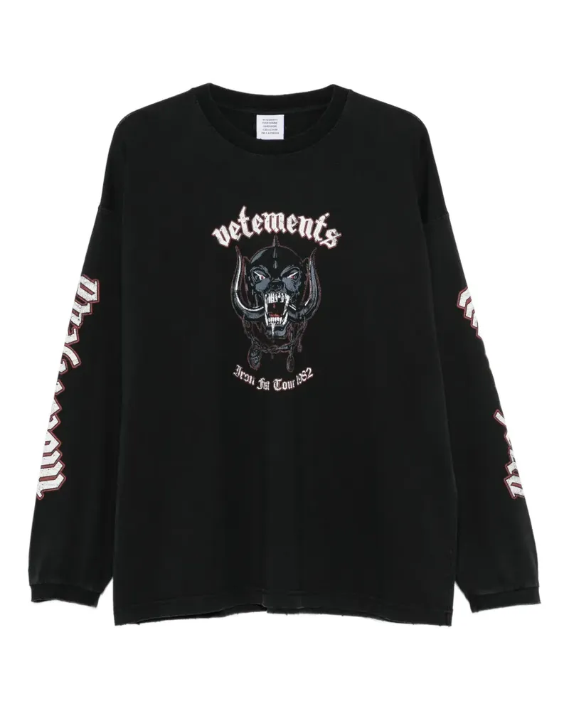 VETEMENTS Langarmshirt mit grafischem Print - Schwarz Schwarz