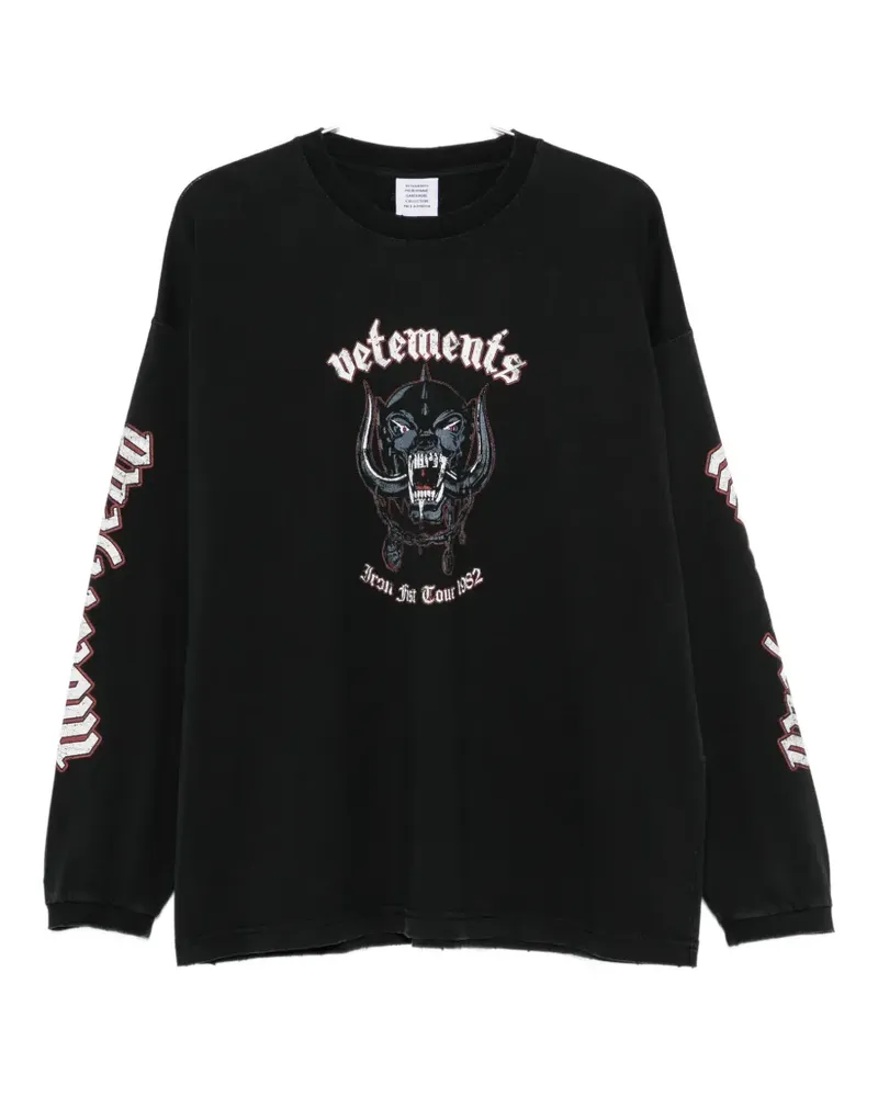 VETEMENTS Langarmshirt mit grafischem Print - Schwarz Schwarz