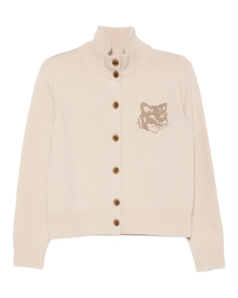 Kitsuné Bold Fox Head Cardigan mit Intarsienmuster aus Strick - Nude Nude