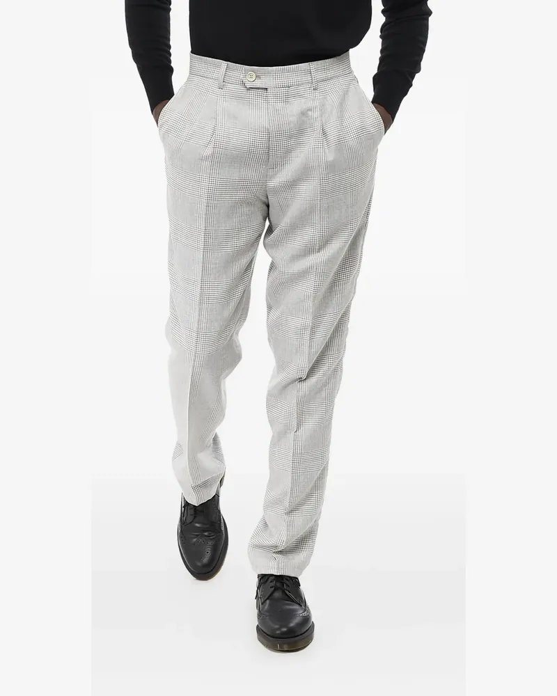 Brunello Cucinelli Karierte Hose mit Bundfalten - Grau Grau